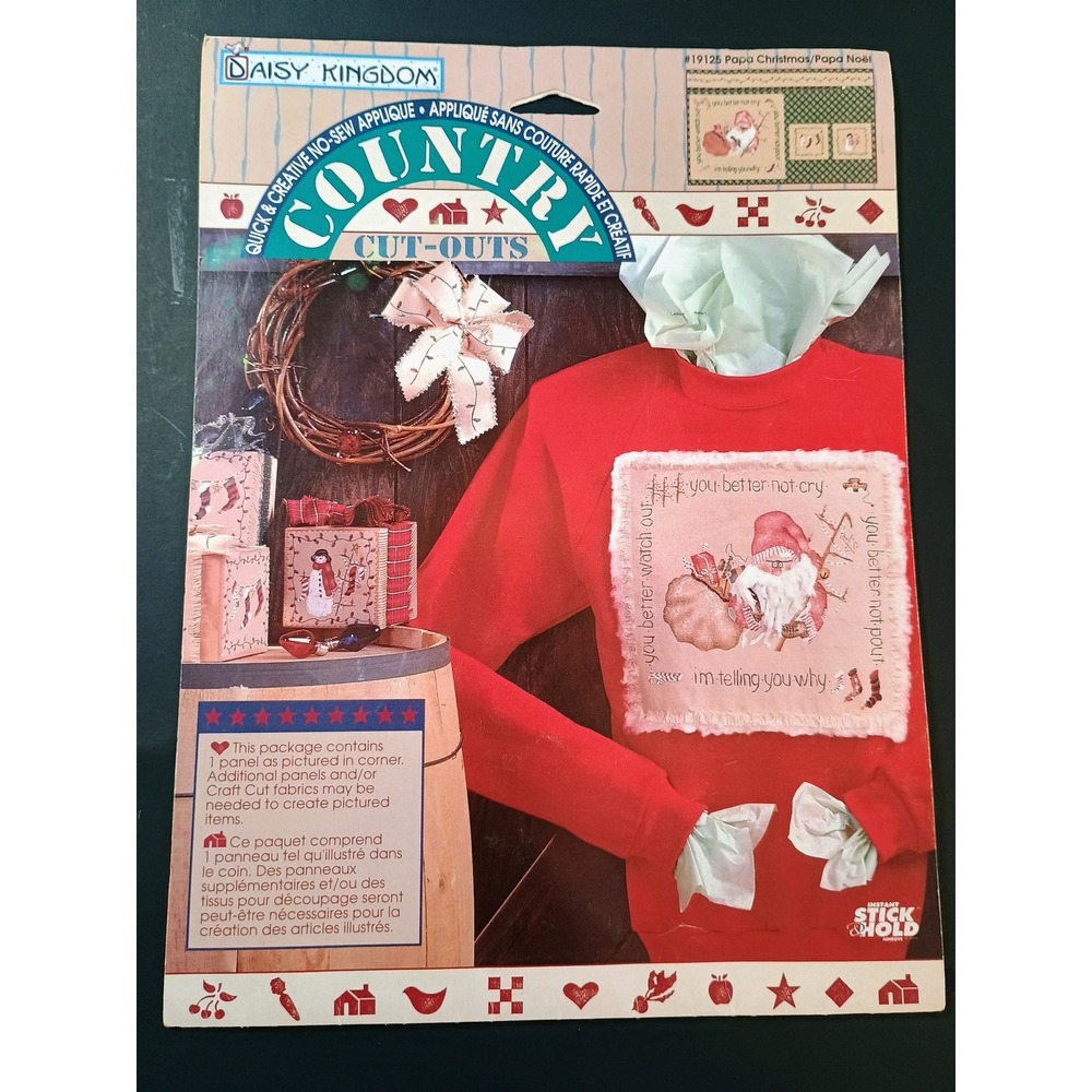 Daisy Kingdom Country Cut Outs 19125 Papa Christmas Noel Applique Fabric Panel‎